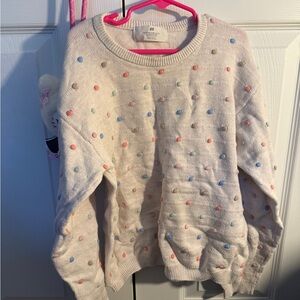 H&M Cream Sweater with Colorful Dots